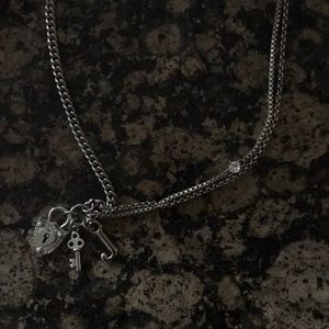 Silver Juicy Couture Lock And Key Necklace